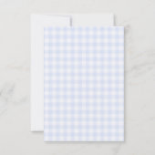 Blauw geruit babyfeestje bedankkaart (Achterkant)