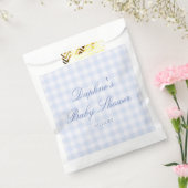 Blauw geruit babyfeestje bedankzakje (Gezegeld)