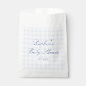 Blauw geruit babyfeestje bedankzakje (Voorkant)