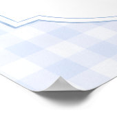 Blauw geruit babyfeestje poster (Hoek)