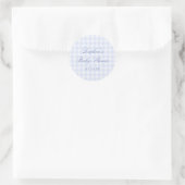 Blauw geruit babyfeestje ronde sticker (Tas)