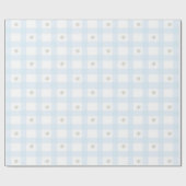 Blauw geruit bloemen cartoon feestartikelen cadeaupapier (Vlak)