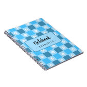 Blauw geruit bloemmotief notitieboek (Rechterzijde)