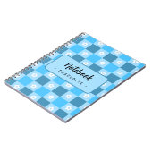 Blauw geruit bloemmotief notitieboek (Linkerzijde)