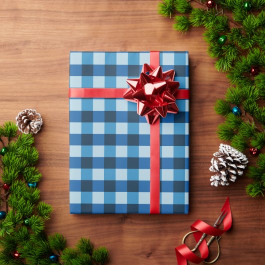 Blauw Geruit Cadeaupapier (Feestdagen Geschenken)