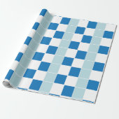 Blauw Geruit Cadeaupapier (Uitgerold)