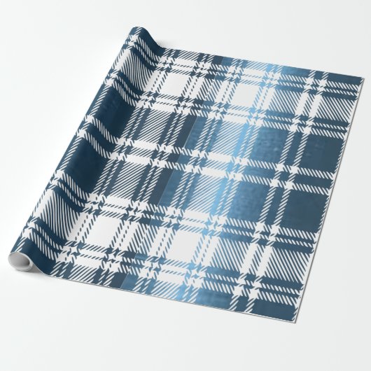 Blauw geruit cadeaupapier (Uitgerold)