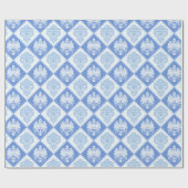 Blauw geruit damast cadeaupapier (Vlak)