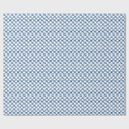 Blauw geruit decoratief cadeaupapier (Vlak)