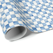 Blauw geruit decoratief cadeaupapier (Rol Hoek)