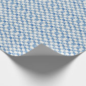 Blauw geruit decoratief cadeauverpakkings papier (Hoek)