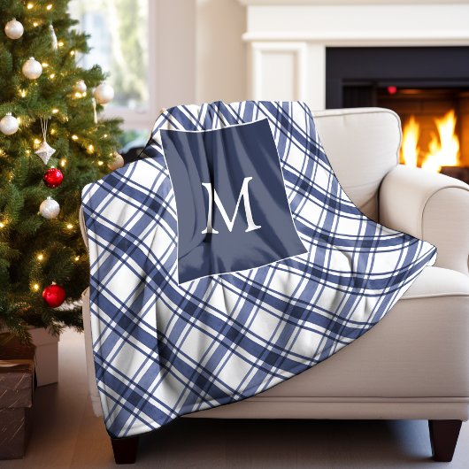 Blauw geruit dekbed fleece deken
