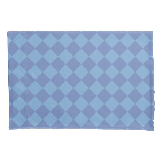 Blauw geruit diamantpatroon kussensloop (Voorkant-Links)