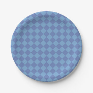 Blauw geruit diamantpatroon papieren bordje