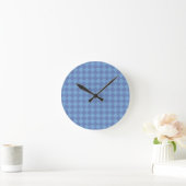 Blauw geruit diamantpatroon ronde klok (Huis)