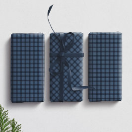 Blauw geruit eenvoudig preppy ruitjes coordinerend inpakpapier vel