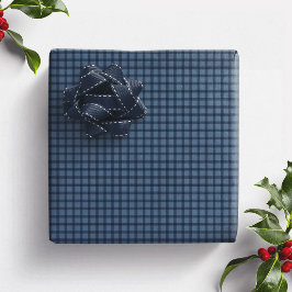 Blauw geruit eenvoudig preppy vakantie ruit cadeaupapier