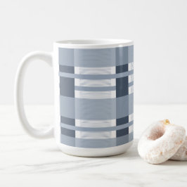 Blauw geruit en gestreept koffiemok