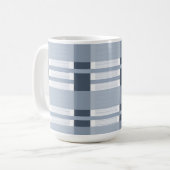 Blauw geruit en gestreept koffiemok (Voorkant links)