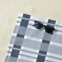 Blauw geruit en gestreept weven