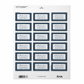 Blauw geruit frame eenvoudig retouradres etiket (Full Sheet)