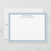Blauw geruit gepersonaliseerd notitiekaartjes (Voorkant)