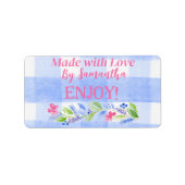 Blauw geruit Gingham Bloemen MET LIEFDE H Etiket (Voorkant)