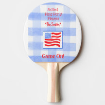 Blauw geruit gingham USA vlag pingpongbat