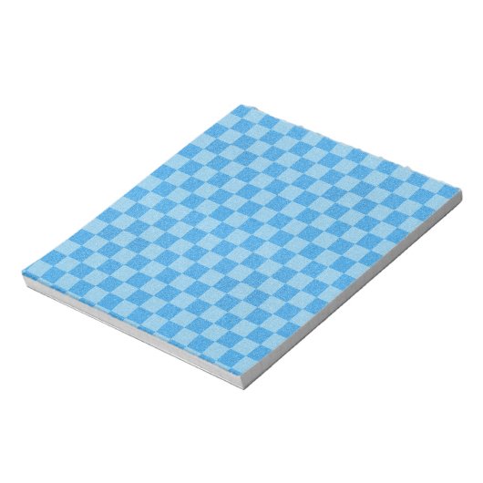 Blauw geruit glitter notitieblok (Linkerzijde)