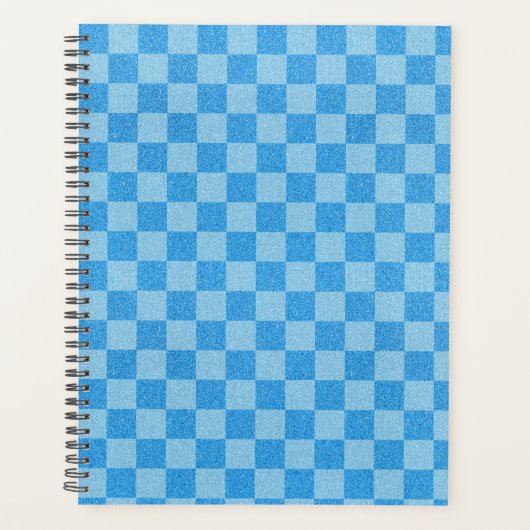 Blauw geruit glitter planner (Voorkant)
