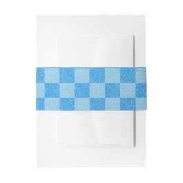Blauw geruit glitter uitnodigingen wikkel