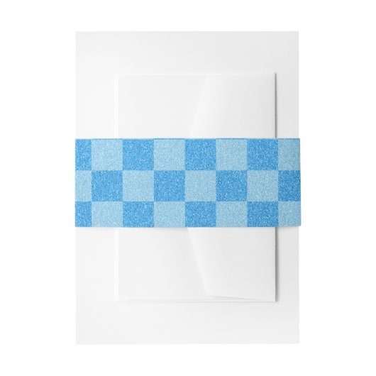 Blauw geruit glitter uitnodigingen wikkel (Voorkant Voorbeeld)