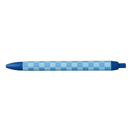 Blauw geruit glitter zwarte inkt pen