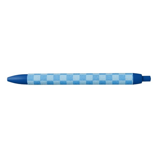 Blauw geruit glitter zwarte inkt pen (Voorkant)