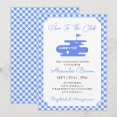 Blauw geruit golf babyshower kaart (Voorkant / Achterkant)