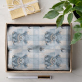 Blauw geruit hooglandrund Schattig Tissuepapier (Geschenk)