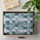 Blauw geruit Hooglandrund Sneeuw Winter Tissuepapier (Geschenk)