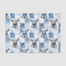 Blauw geruit Hooglandrund Sneeuwvlok Winter