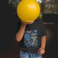 Blauw geruit Ik was 6 Nu ben ik 7 Grappig 67