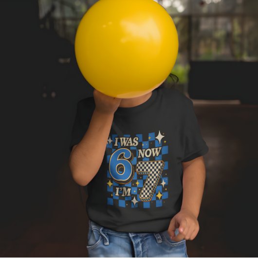 Blauw geruit Ik was 6 Nu ben ik 7 Grappig 67 T-shirt