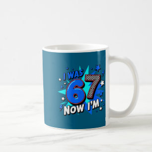 Blauw geruit ik was 6 nu ben ik 7 verjaardag koffiemok