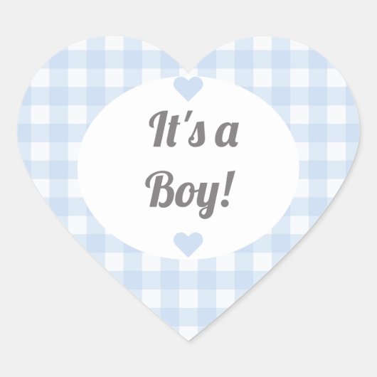 Blauw geruit jongens babyshower cadeau pot etiket (Voorkant)