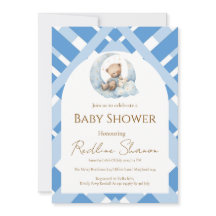 Blauw geruit jongetje baby shower beer