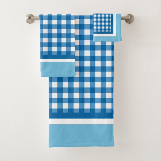 Blauw geruit katoen bad handdoek (Insitu)
