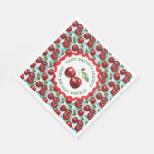 Blauw geruit kersenpatroon gepersonaliseerde geboo servet (Hoek)