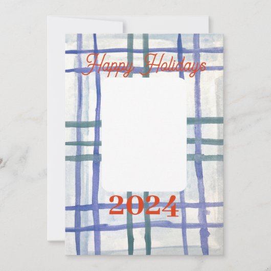 Blauw geruit kerstkaart (Voorkant)