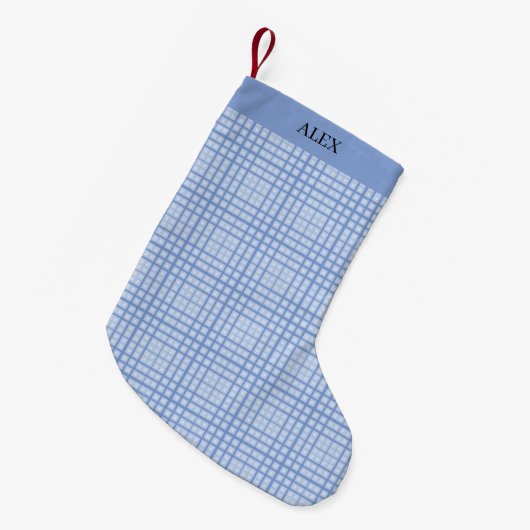 Blauw geruit kleine kerstsok (Voorkant (Hangend))