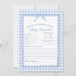 Blauw geruit koket lint advies voor babokaart kaart