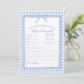 Blauw geruit koket lint advies voor babokaart kaart (Staand voorkant)
