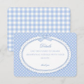Blauw geruit koket linten details kaart (Voorkant / Achterkant)
